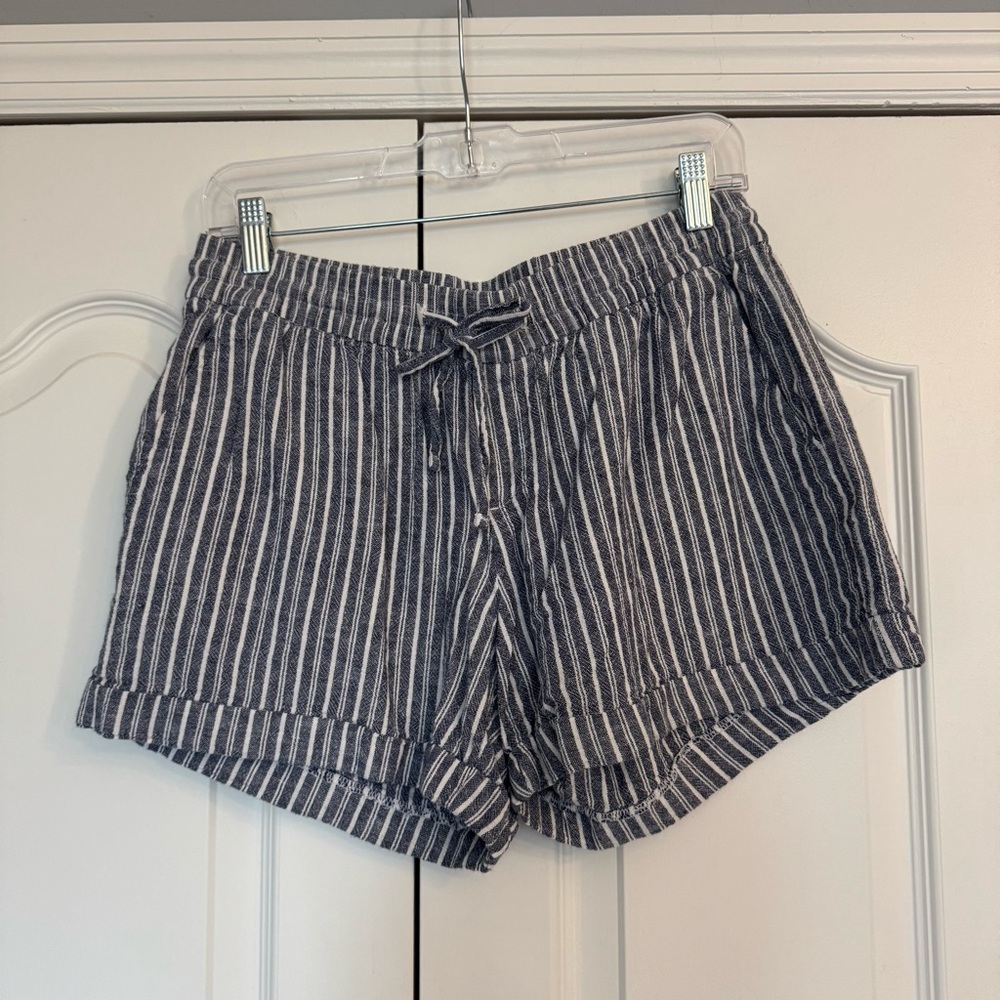 Old Navy Blue & White Striped Shorts with Drawstring